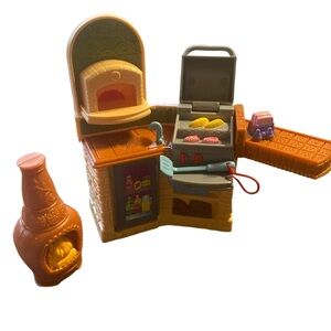 Fisher-Price Loving Family Dollhouse Outdoor Kitchen BBQ Grill Chimney Fireplace